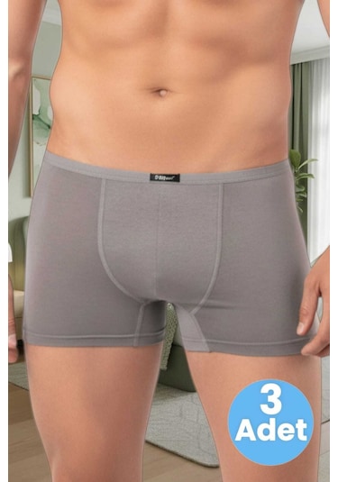 Uniquetrenders Erkek Pamuklu 3'lü Modal Boxer Gri