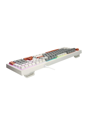 Everest Km-77 Runa Gri/krem/kahve Usb Rainbow Aydınlatmalı Sessiz Q Klavye + Mouse Set Optik