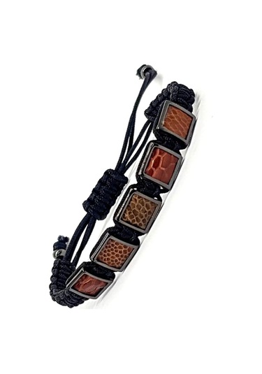 Cift Tarafli Kullanilabilen Celik Ve Deri Detayli Makrome Orgu Bi