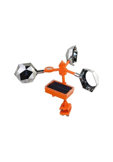 Motion003 Güneş Enerjili Yansıtıcı Rüzgar Değirmeni Kuş Kovucu Cihazı Ses Kutusu Turuncu Bahçe Çiftlik Kuş Kovar Dayanıklı Plastik