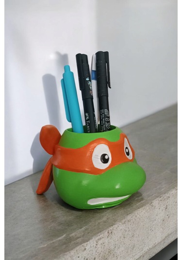 Ninja Kaplumbağa Şeklindeki Kalemlik Michelangelo 7x10 Cm Turuncu