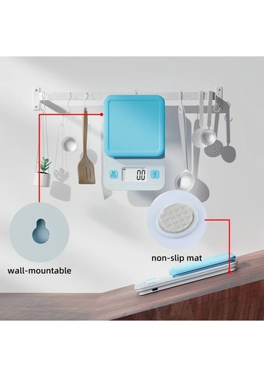 Willowhaven Mavi Elektronik Terazi, Renkli Tasarım, Lcd Ekran, 7 Birim Çevirme, 3kg Kapasite Mavi
