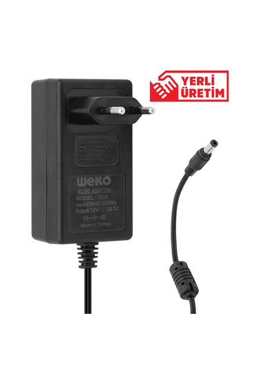 Weko 12 Volt 3 Amper 5.5x2.5mm Soket Şarj Alet Cihaz Güç Adaptör