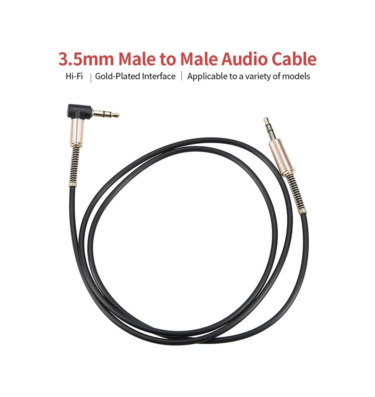Qingmipy 1m Siyah 3.5mm Altın Kaplı Ses Kablosu - Bilgisayar/telefon'dan Kulaklık/ses Sistemi'ne Bağlantı - Düz-eğri Uçlar