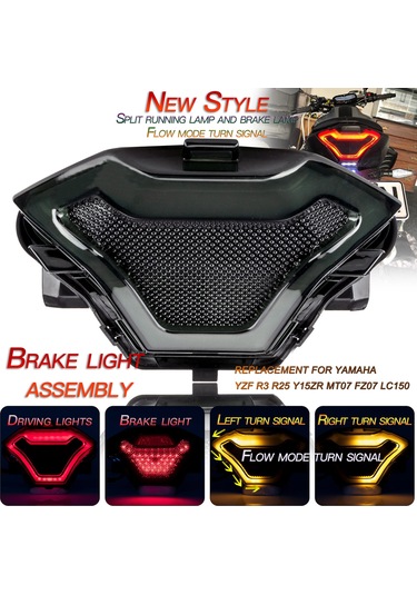 Yifomall Yamaha Yzf R3 R25 Mt07 İçin Led Arka Stop Lambası - Dumanlı Gri, Ipx66 Su Geçirmez