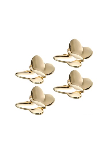 Youmex Altın Renkli Çinko Alyüminyum Kelebek Desenli Tek Delikli Puller 4 Adet - Mutfak, Banyo, Dolap, Dekoratif Kapılar İçin