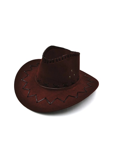 Shopiolog Çocuk Unisex 8 - 14 Yaş Süet Kovboy Şapkası