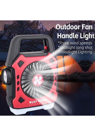 Çok İşlevli Kamp Fanı Açık Hava Taşınabilir Hafif Hızlı Şarj El Lambası Elektrikli Fan Mavi