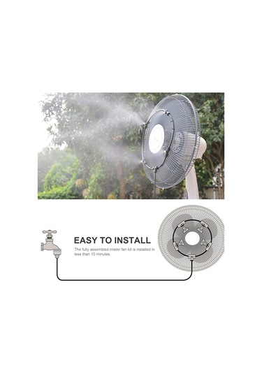 Padalink 18 İnç Siyah Bahçe Fani Soğutma Sprey Halka Seti - 3m Su Borusu, Bakır Uçlar, Kolay Kurulum, Elektriksiz Fani Dahil Değil
