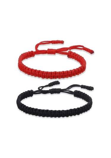 Etnik Tibet Buda, Dokuma Muska Çok Renkli Bilezikler, Kadınlar Kırmızı Altın - Bej