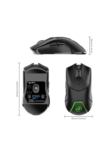 Mufunye Hxsj T40 Kablosuz 2.4g/bluetooth 5.1 Oyun Faresi - 4000dpı, Rgb Aydınlatma, Uzun Pil Ömrü, 7 Tuşlu 001