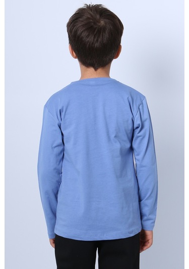 Erkek Çocuk Uzun Kollu Tshirt Karakter Baskılı Bisiklet Yaka E10 İndigo
