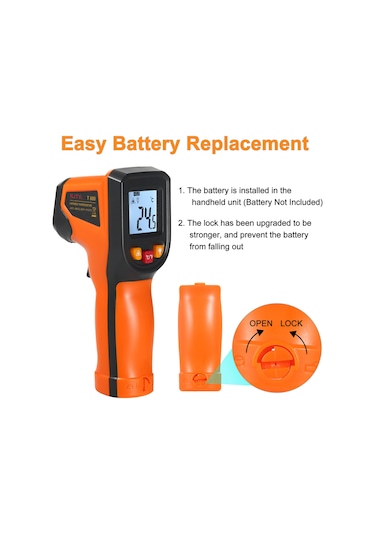 Moveevo Njty Kızılötesi Termometre Temassız Dijital Sıcaklık Tabancası -50 C 600 C -58 F 1112 F Endüstriyel, Mutfak Pişirme