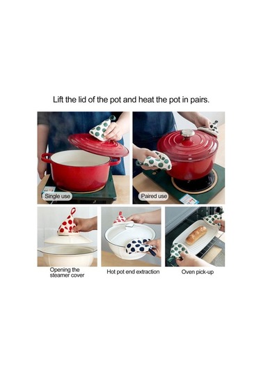 Kırmızı Üçgen Pamuk Pot Kulp Kılıfı Isıya Dayanıklı Nokta Baskı Haşlanma Geçirmez Asılı Döngü Kalın Mini Mutfak Kalbur Kızartma Tavası