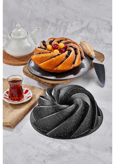 Doremcy Eda 2li Granit Döküm Kek Ve Tart Kalıbı 26cm Taç Turta Kalıbı Ve Kek Kalıbı Siyah