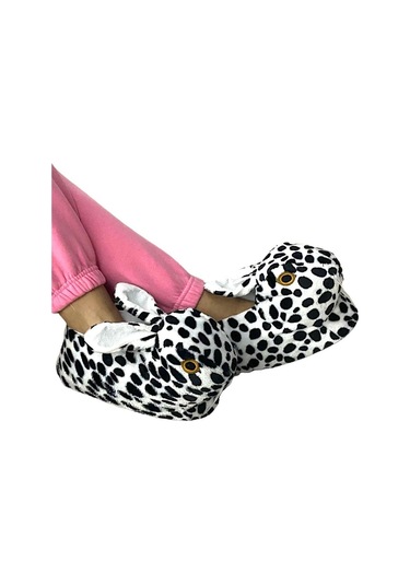 Peluş Tavşan Figürlü Kaymaz Ve Ses Yapmaz Ev Panduf Beyaz - Siyah-beyaz - Siyah Beyaz - Siyah