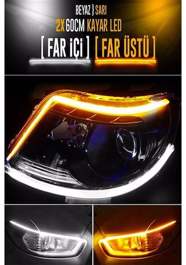Selamlamalı Açılış Animasyonlu Far Kaşı Beyaz Audi Stil Kayar Led