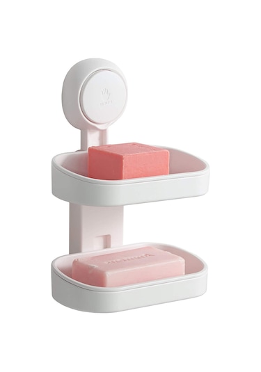 Xiyyadms Çift Katlı Emici Sabunluk - Banyo, Duş Ve Mutfak İçin Kuvvetli Yapışkanlı, Deliksiz, 5kg Taşıma Kapasiteli Beyaz