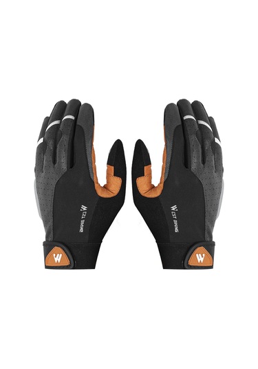 Ranyeek Bisiklet Ve Motosiklet Eldiveni: Tam Parmak, Kaymayan, Nefes Alabilir, Titreşim Emici, Dokunmatik Uyumlu, Gece Güvenliği Sağlayan Reflektif Şeritler. Çok Renkli