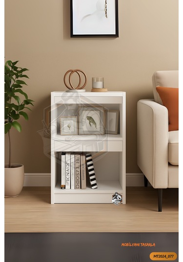 Tamamı Mdf Modern Bölmeli 2 Raflı Bazalı Kitaplık