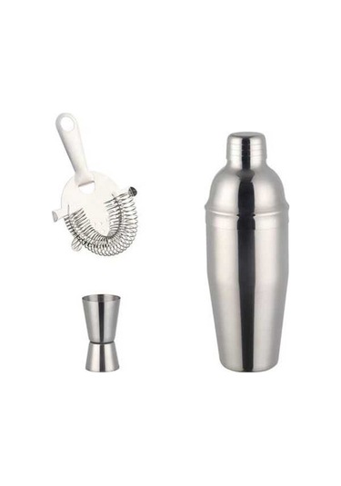 Pazly Kokteyl Çalkalayıcı Seti Paslanmaz Çelik Titanyum Kaplama Sütlü Fincan Süslü Gümüş Renk 267gr