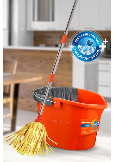 First Pratik Sıkmalı Paspas Seti Yüksek Emici Şerit Mop Ve Kova