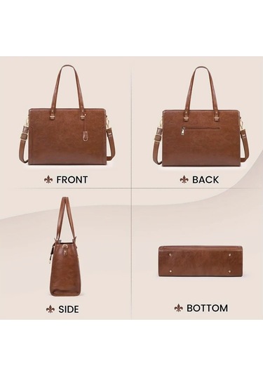 Xuweiwei Nubıly Kadın 15.6 Inç Vintage Siyah Faux Leather Profesyonel Laptop Çantası İş Ofis Sırt Çantası Açık Mavi