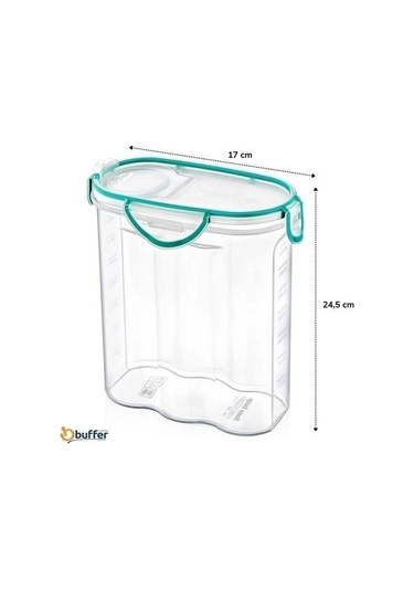 Kilitli Kapaklı Contalı Hava,su Sıvı Geçirmez 2,4 Litre Erzak Saklama Kabı-sa590 Şeffaf