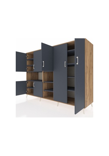 Kronos Dolap 13 Raflı 7 Kapaklı 220x59x163 Çam-antrasit Çam-antrasit