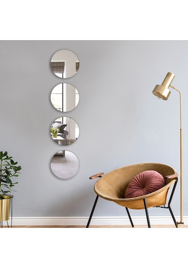 Ayna Düz Ayna 4'lü Takım Yuvarlak Ayna Çap25cm Şeffaf