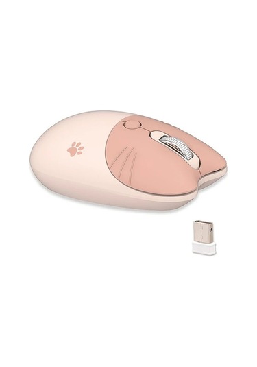 Besthome1 Kedi Karikatür Baskılı Kablosuz Sessiz Fare Kahve Renkli Uzaktan Kullanılabilir Mouse Diğer