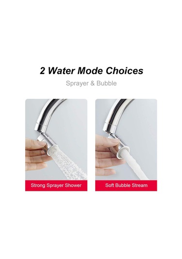 Geeksen Musluk Havalandırıcı 360 Derece Dönebilen Musluk Sprey Havalandırıcı Mutfak Musluğu Su Tasarrufu Nozulu Sprey Büyük Açı Banyo Havzası Çift Fonksiyonlu Uzatma Genişletici Diğer