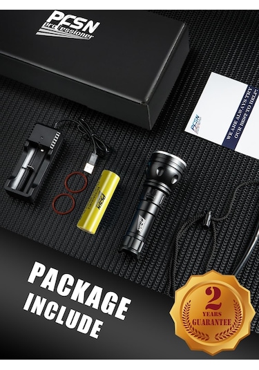 Pfsn Df-3000 Profesyonel Sualtı El Feneri, Şarj Edilebilir Pilli 150m Dalış Meşalesi