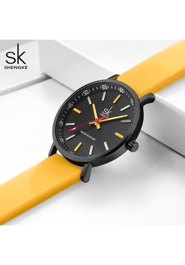 Novahub Siyah Shengke Spor Kadın Saat, Yeni Tasarım Sk Kuvars, 34mm Yuvarlak Kadran, Siyah Silikon Kayış, Kadın İçin, Ce Sertifikalı Çok Renkli