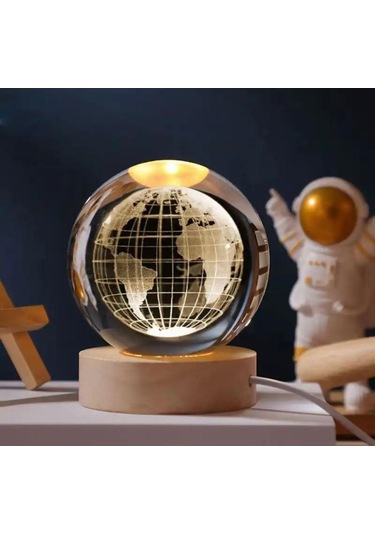 Dünya Renk Değiştiren Işıklı Cam Küre 8cm Renkli