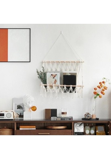 Novahub El Yapımı Boho Duvar Dekoru: Makrome Kitap Dergi Rafı, Ev Ve Ofis Dekorasyonu 1 Adet