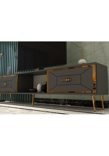 Arnoct Tv Sehpası Antrasit-altın