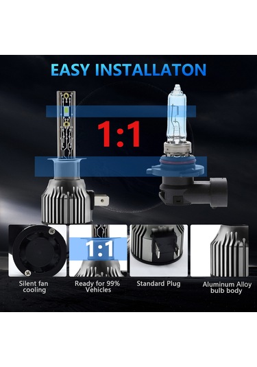 Padalink Su Parlak 12000lm 120w H1 Led Far Ampulü - Ip68 Su Geçirmez, 6500k Beyaz Işık, 2'li Paket