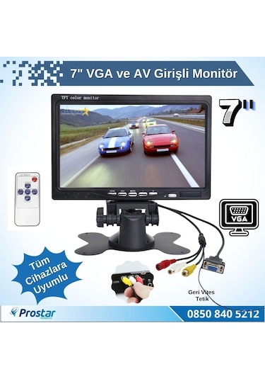 7" Vga Ve Av Girişli Araç Monitörü