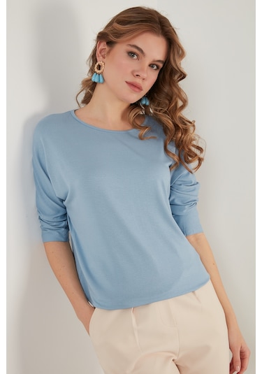 Lela Bisiklet Yaka Truvakar Kol Bayan Bluz 5861416Y Bebe Mavi