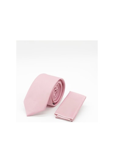 İmza Pembe Düz Saten Kravat Pembe