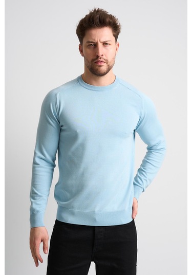 Alexandergardı Bisiklet Yaka Basic Triko Kazak Açık Mavi