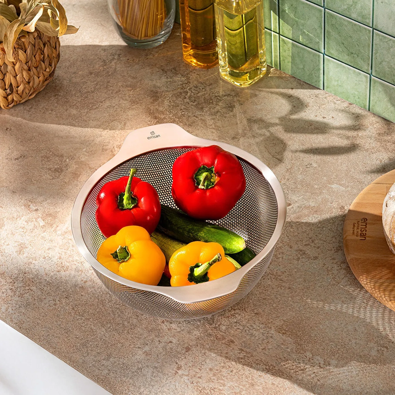 Emsan Stell Luxe Süzgeç Large, Inox Çelik