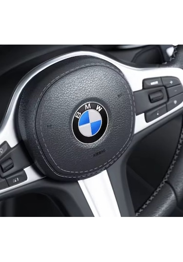 Bmw Mavi Logo Araba Direksiyon Amblem Etiket 45 Mm 4,5 Cm 1 Adet Siyah