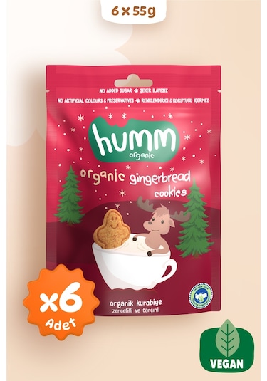 Humm Organik Zencefilli Tarçınlı Vegan Kurabiye 6 x 55 G