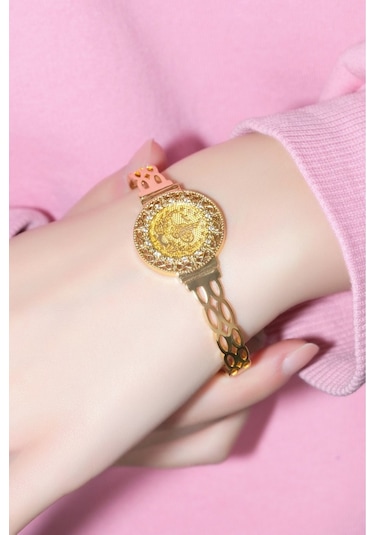 Tuğralı Kaburga Bileklik Sarı Altın