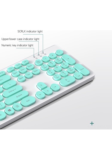 Moveevo T-wolf Tf770 2.4g Kablosuz Klavye-fare Seti, Vintage Punk Yuvarlak Tuş, Notebook His, Sessiz, Geniş Uyum, Mavi Pil Dahil Değil Diğer