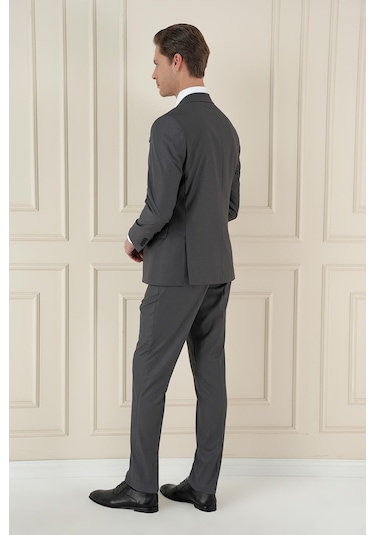 Efor Slim Fit Çift Yırtmaç Mono Yaka Klasik Füme Takım Elbise Tk 912 Füme