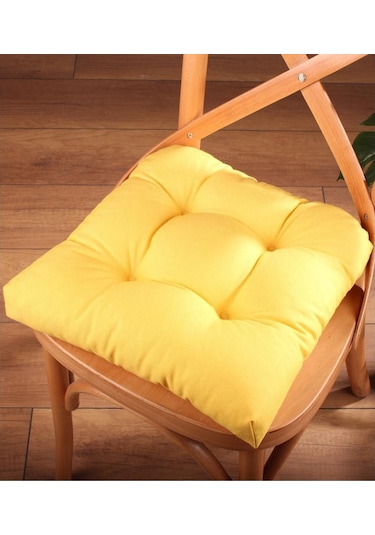 Altınpamuk Altınpamuk Lüx Pofidik Sarı Sandalye Minderi Özel Dikişli Bağcıkl