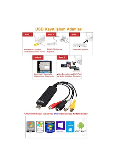 Android Playstation Xbox Video Capture Canlı Video Paylaşım Kartı